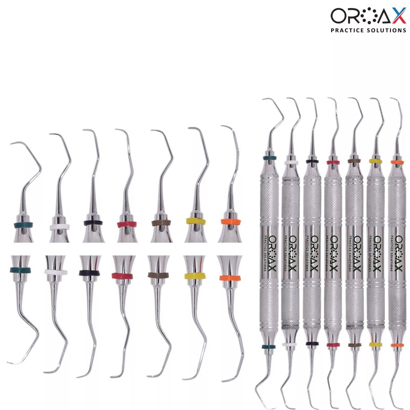 OROAX Juego de 7 curetas periodontales dentales Gracey con mango