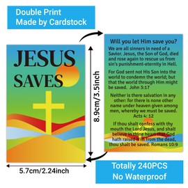 240pcs Gospel Tracts Plan of Salvation Cards Pocket Holy Prayer Cards Bible Tracts Inspirational Mini Bibles Christian Tracts for Evangelism Church Gifts (Jesus Saves, 3.5 x 2.24 In)