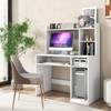 Tangkula White Desk with Hutch &Charging Station, Home Office Desk