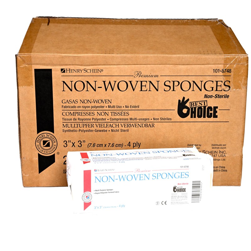 Henry Schein Premium Gauze, Rayon/Polyester Blend Non-Woven Sponges, 3 in