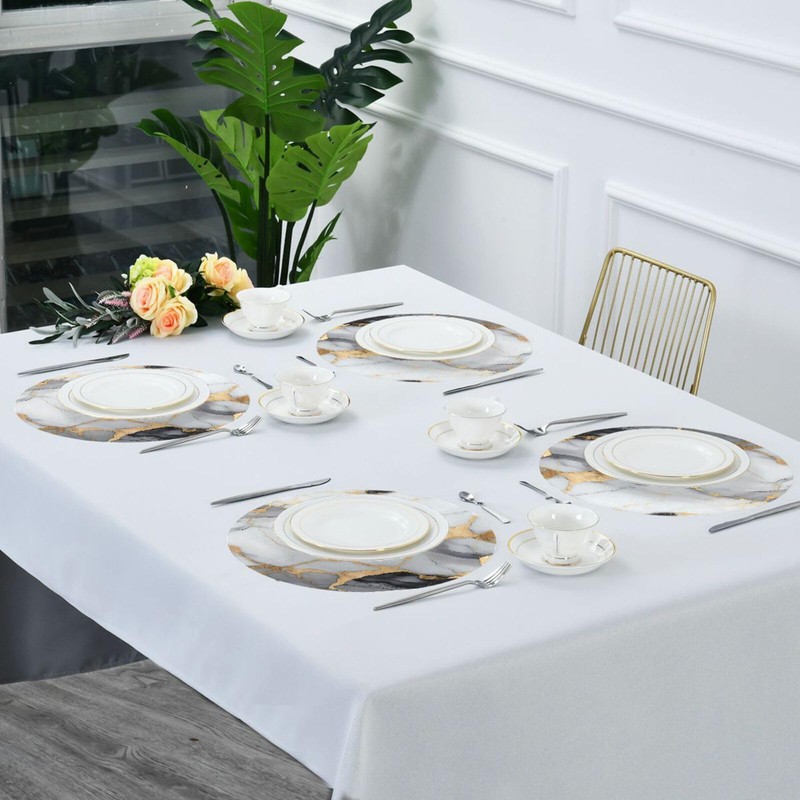 Marble Placemats Marble White Gold Round Placemats Set of 6