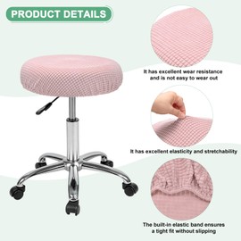 M METERXITY 1-Pack Bar Stool Covers Round, for 12-14 Inch Polyester Corn Grid Seat Covers with Elastic Bands for Bar Stool/Round Cushion [Pink]
