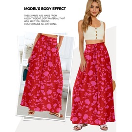 Buauty Women's Wide Leg Pants High Waist Palazzo Pants Boho Flowy Dress Pants 2024 Summer Trendy Casual Lounge Beach Trousers