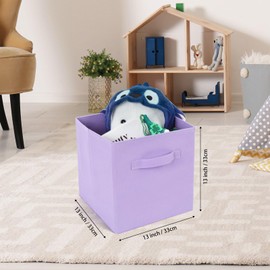 Bwecitoo Fabric Storage Bins 6 Pack 13 inch Foldable Storage Cubes with Reinforced Handles Fun Colored Durable Cube Storage Bin for Home, Playroom, Closet Organizers and Storage, Purple