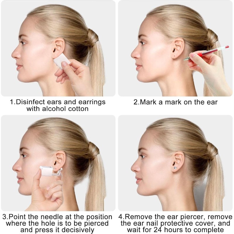 Ear Piercing Gun Kit - Lyuxzad 6Pcs Disposable Ear Piercing