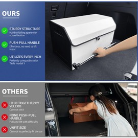 XCF Car Trunk Organizer, Push-pull Handle, Leather Collapsible 2 Compartments Car Organizers with Lid, Car Trunk Storage Organizer, Suitable for All Kinds of Cars, SUV, Minivan (Large, White)