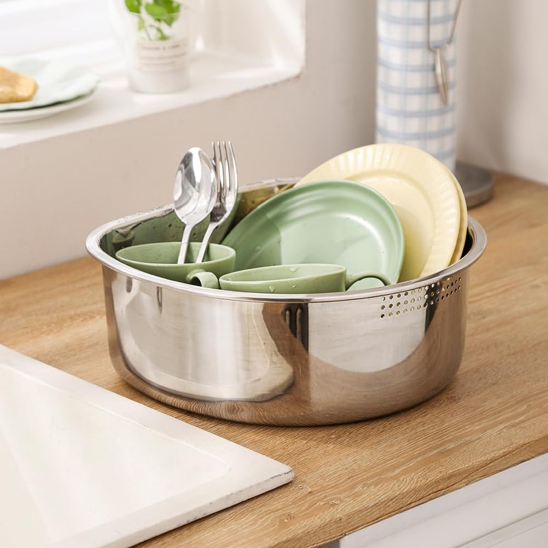 FAB4HOME Washing Up Bowl Stainless Steel Washbasin Plastic-Free Kitchen Sink