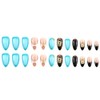 24 Pcs Press on Nails Short Almond Nail Tips,YEFIUO Blue