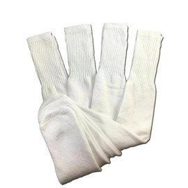 Credos 4 pair Men Women Tube Socks Big and Tall Extra Long Thick Cotton Sport Knee High - 10-15, White, 4 Pairs