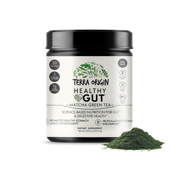 TERRA ORIGIN Healthy Gut Matcha Green Tea | 30-Servings with