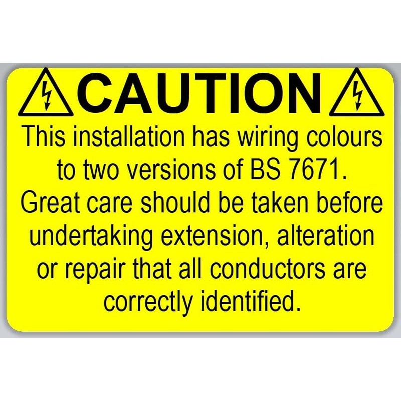 Harmonised Cable Colour Warning Labels | 76 X 51mm |