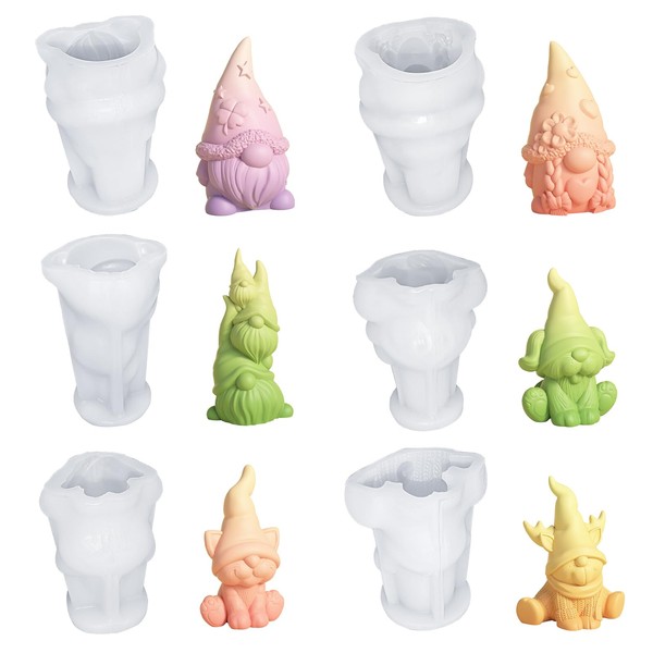 RESIN GO Candle Mold Sets, 6 Pcs Christmas Elf Silicone