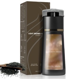 Hair Dye Shampoo, Instant Colour Shampoo to Cover Grey Hair, 3 in 1 Instant Dye Hair Haircare for Men & Women, Natural Plant Extracts, Suitable for All Hair Types (Light Brown)