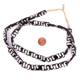 TheBeadChest Swirl Design Batik Bone Beads (Rectangular)