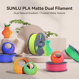 SUNLU Dual Color Matte PLA 3D Printer Filament 1.75mm Bundle, mini Spool, 250g*8