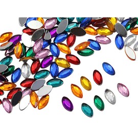 8x4mm Assorted Colors Tiny Navette Flat Back Acrylic Rhinestones Marquise Gems for Crafts Horse Eye Costume Embelishments Card Making Jewels Jewelry Making Cosplay Jewels - 300 Pieces