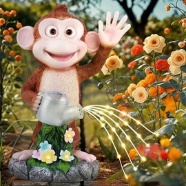 ChlinHuoho Monkey Statue Solar Garden Decor, Animal Figurine Lights, Birthday Gifts for Kids, Women, Gifts for Mom Grandma Senior Elder, Outdoor Monkey Ornament for Balcony, Garden, Patio, Yard, Lawn