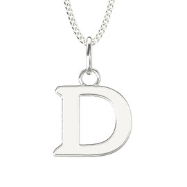 Aeon Jewellery Alphabet Initial Necklace - D | 925 Sterling Silver | Adjustable 16-18 Inch Silver Necklace | Polishing Cloth Included