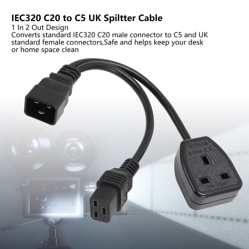 IEC320 C20 Male to C19 Female Power Cable PVC Y