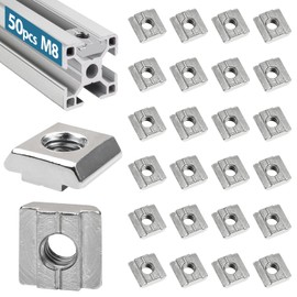 50 Piece T-Slot Nuts M8, Leryati T-Slot Block Set, T-Slot Nut Carbon Steel T-Slot Nuts, Long Aluminium Profile Extrusion Slot, Slot Nuts Nut 8 - Type B Standard 30 Series