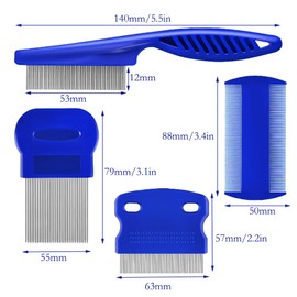 4 Pcs Flea Comb for Cat Dog, Flea Lice Comb, Pet Flea Combs, Removal Lice Comb Fine Tooth, Metal Flea Comb for Cats, Lice Combs Fine Tooth Comb Grooming Set