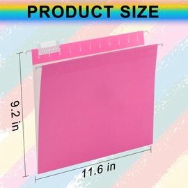 pmybupo 25 Pack Pink Hanging File Folders with Pocket,Letter Size Decorative File Folder Cute Pretty Hanging Folder for Office Home School with 1/5-Cut Adjustable Tabs
