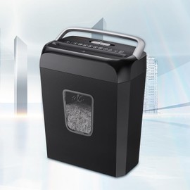 Bonsaii Paper Shredder for Home Office, 6-Sheet Cross-Cut, Shreds Paper, Credit Cards, Mail, Staples & Clips, 3.4-Gallon Clear Bin with Handle