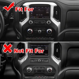 ruihe ‌Carbon Fiber Color Radio & Navigation Control Panel Cover Trim for 2019-2025 GMC Sierra/Chevy Silverado 1500/2500HD/3500HD - ABS Plastic Dash Frame Upgrade (High Version)