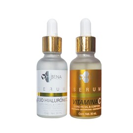 Pack Serum Facial Acido Hialuronico y Serum Vitamina C Antiarrugas Hidratantes Despigmentantes Bena                                                   