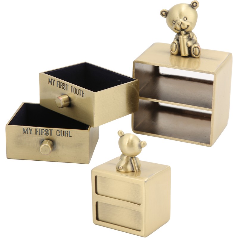Tooth Box Metal Cute BearShape Storage Case with 2 Drawers