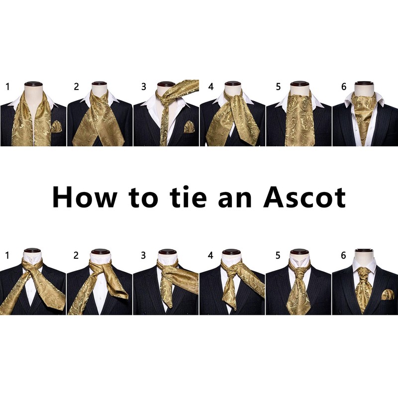 Barry.Wang Ascot for Men African Kente Stripe Tie Set Cravat