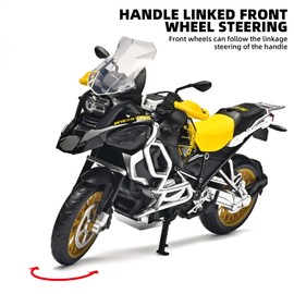 RZAPE Diecast Motorcycle Model Kit 1/12 Scale R1250 GS ADV Model Motorcycles,Kids Motorcycles Toy Front Wheel Can Be Steered Left and Right,Motorcycle Toys for Kids 3-5（Yellow）