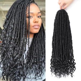 Goddess Locs Crochet Hair 20 Inch 3 Packs/Lot Faux Locs With Curly Ends Soft Freetress Crochet Braiding Hair Extensions for Women(1B)