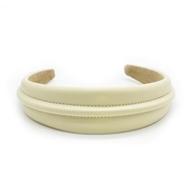 Guiguishiny 4.3 cm Leather Hard Headband Wide PU Padded Headband Retro Style Hair Band Fashion Comfortable Headbands for Women and Girls (Beige, One Size)