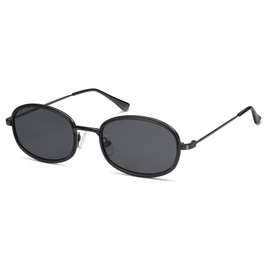 Appassal Retro Oval Sunglasses for Women Men Trendy Round Y2k Sunnies AP3681,Black/Grey