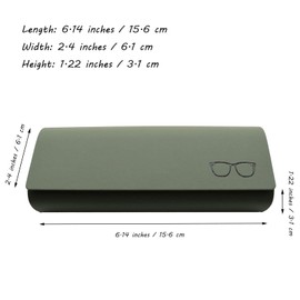 EastyGold Olive Green Hard PU Leather Eyeglasses Case for Most Eye Glasses and Sunglasses