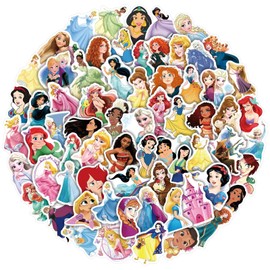 LYLSDSB Beautiful Princess Stickers 100Pcs Cute Animation Film for Laptop Water Bottle Car Scrapbook Skateboard Luggage,Vinyl Waterproof AestheticCartoon Teens Kids Girls