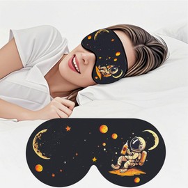 Ptrin Satin Schlafmaske,schlafmaske Frauen und Herren Augenmaske mit verstellbarem Kopfband, schlafbrille und Augenbinde für Nachtschlaf, Reisen und Nickerchen, Schwarz (Raum)