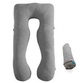 COSMOPLUS Pregnancy Pillow Cover U Shaped Full Body Pillow Case Cover for Maternity,Stretchy Cool Breathable Jersey Fabric,Provides Sleep and Pregnancy Support,Light Grey