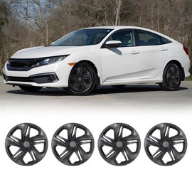 AUTOWIKI 16 Inch Hubcaps Fit for 2016-2021 Honda Civic Sedan, Wheels Rim Cover Compatible with 16-21 Honda Civic 16'' Steel Wheels, ABS & PC Material Hub Caps Set of 4 (16-Inch, Black Matte)