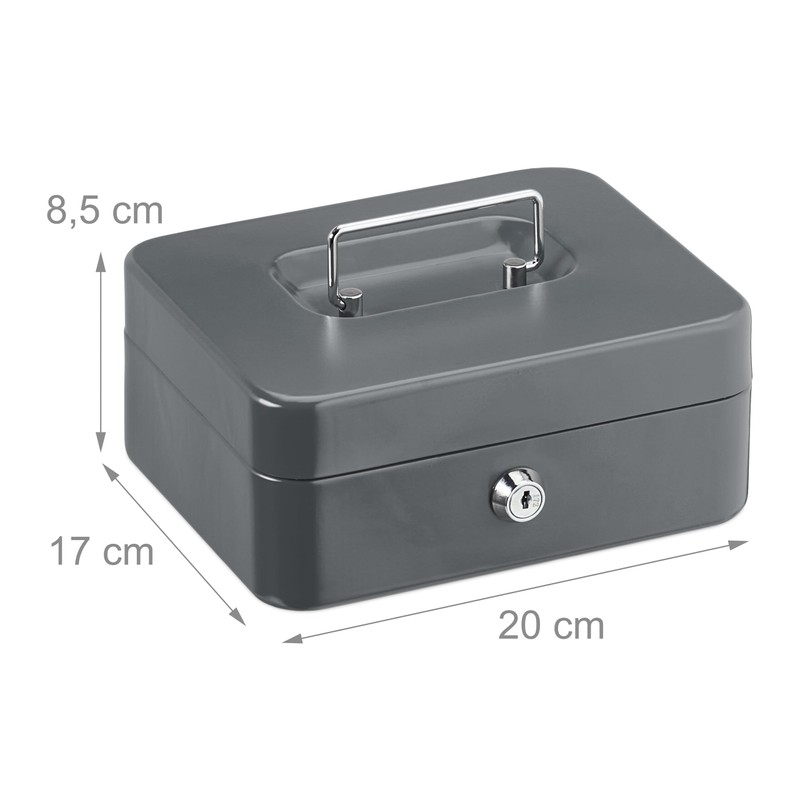 Relaxdays Lockable Cash Box, Removable Insert, 5 Compartments, Iron Cash