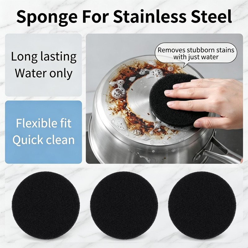 5 Pcs Steel Sponge for Stainless Steel Cookware, No Scratch