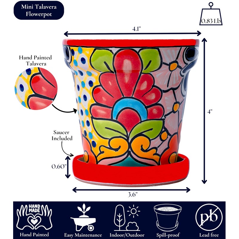 COBAZUL Mexican Pottery Planters - Talavera Planter - Succulent Pots