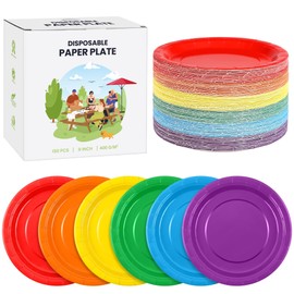 Kochorie 150 Pieces Rainbow Disposable Paper Plates 9 Inch Heavy Duty Dinner Plates, Solid Color, Table Decorations Party Supplies for Birthdays, Weddings, Daily Use