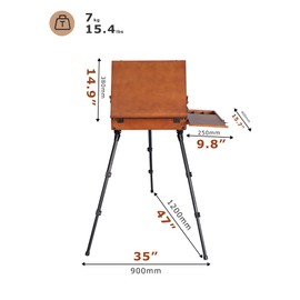 DJAR No-Assembly Art Easel, Beech Wood Professional Watercolor Storage Box with Stainless Steel Tripod, Portable Art Supplies Box for Artists, Adults, Walnut