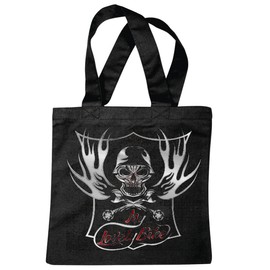 Reifen-Markt Tasche Umhängetasche LOVELY BIKE SKULL BIKERSHIRT GOTHIC BIKE CLUB MC MOTORCYCLE CHOPPER CUSTOM MOTORRAD MOTORRADTREFFEN CLUB TREFFEN Einkaufstasche Schulbeutel Turnbeutel in Schwarz