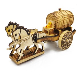 Fayemint Historical Postcoach Wooden Model Kit, Mechanical Model Kit, Old Chinese Double Car Design Wooden Embellishments for Indoor Collection, Decoration, Gift