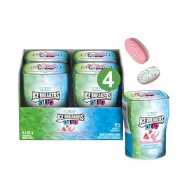 ICE BREAKERS Duo Watermelon Mints, Mint Candy, Candy Bulk Box, 82g (Pack of 4)