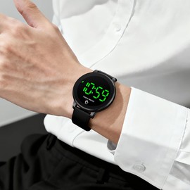 TOOCAT Fashion LED Watches, Black Touchscreen Electronic Watch, Silicone Strap, Water-Resistant to 30 Meters, Unisex, for Teens and Students