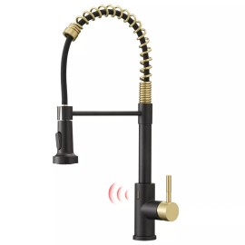 Matte Black Touchless Kitchen Faucet with Pull Down Sprayer, Motion Sensor Smart Hands-free Activated Single Handle Spring 1 PcsColor: IS1252-33BG-US, Surface Finishing: Matte Black